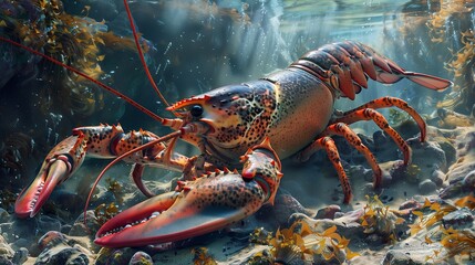 A Majestic Lobster in its Underwater Realm A Stunning CloseUp of a Marine Creature