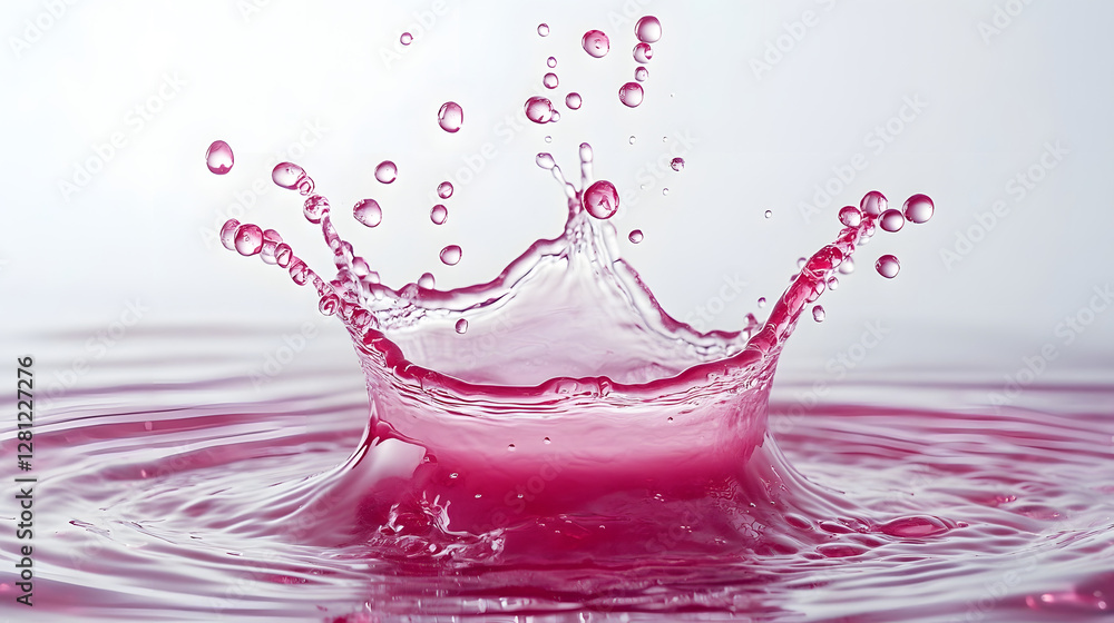 Poster Captivating red water splash captured in motion showcasing elegant transparency and a mesmerizing alluring aesthetic  This visually striking image presents a dynamic refreshing