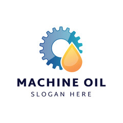 Oil and gear icon logo design. Oil drop with cog wheel icon logo design.