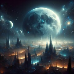 Obraz premium city of aliens and ufo