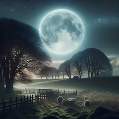 night landscape with moon