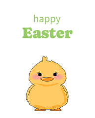 Charming duck illustration paired with Happy Easter. Great for festive cards, banners, and holiday-themed backgrounds.