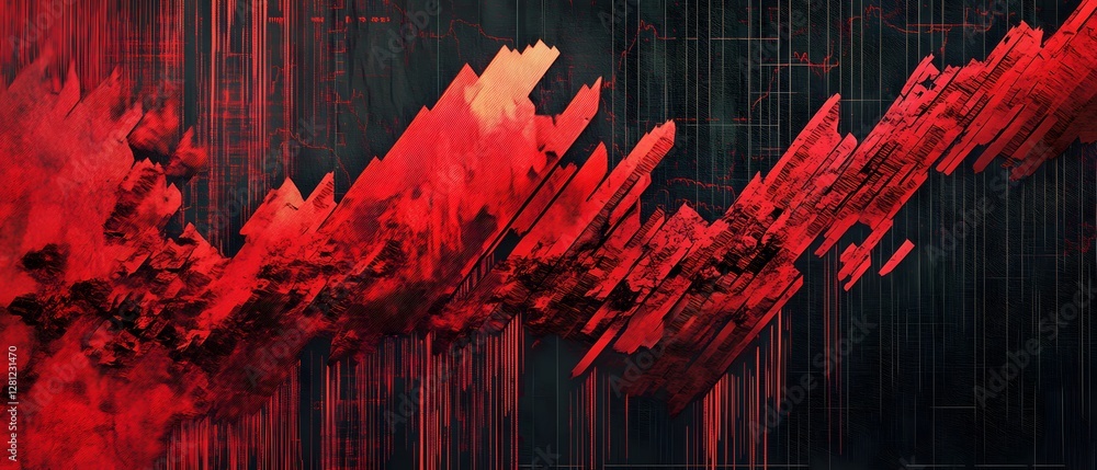 Aufkleber a stunning abstract image featuring sharp, jagged shapes in vivid red tones against a dark backdrop.