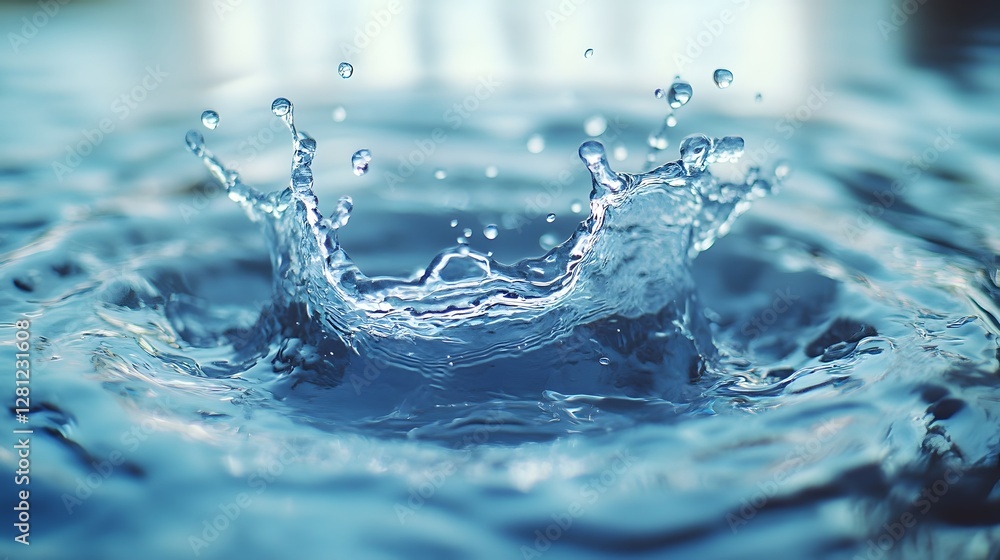 Poster captivating water splash art with vibrant droplets and dynamic motion representation of the beauty a