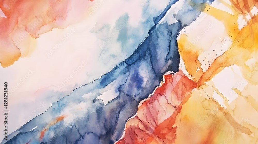 Poster captivating watercolor abstraction vibrant brushstrokes in a dreamlike composition inviting contempl