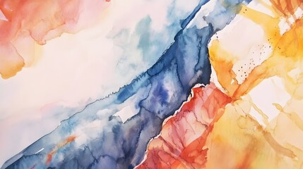 Fototapeta premium Captivating Watercolor Abstraction Vibrant Brushstrokes in a Dreamlike Composition Inviting Contemplation and through its Fluid Ethereal Interplay of Color and Form