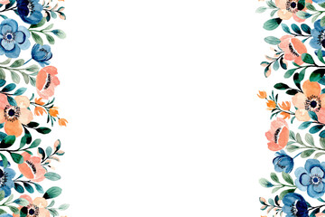 Watercolor flower border for wedding, birthday, card, background, invitation, wallpaper, sticker, decoration etc.