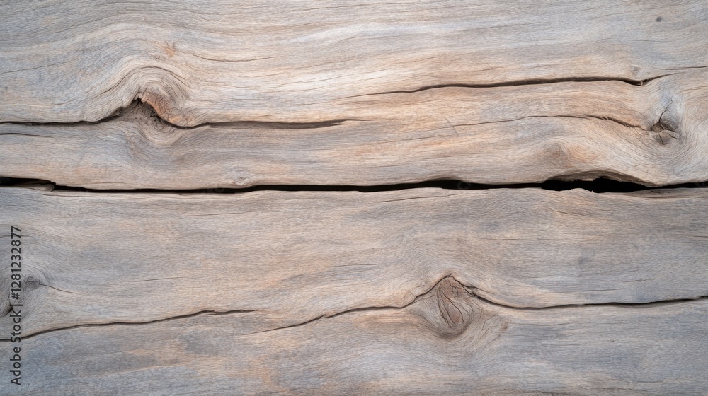 Poster close-up of weathered wooden texture showcasing intricate grain patterns with generous copy space on