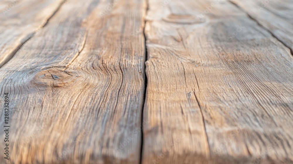 Poster close-up of weathered wooden texture showcasing intricate grain patterns with generous copy space on