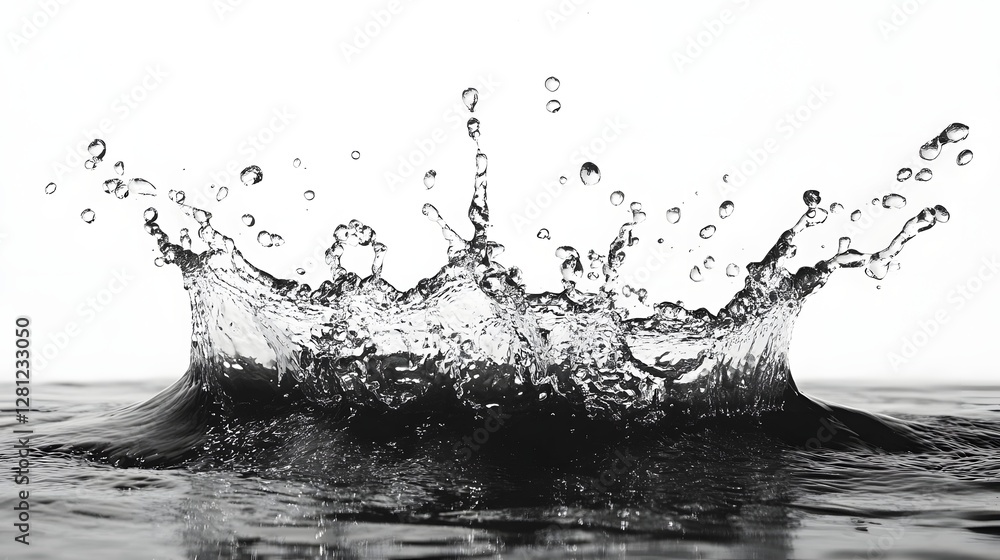 Poster Capturing the dynamic and refreshing essence of water this image showcases a mesmerizing display of splashing water droplets in motion