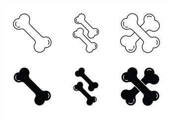 Simple Black and White Illustrations of Bones in Various Arrangements