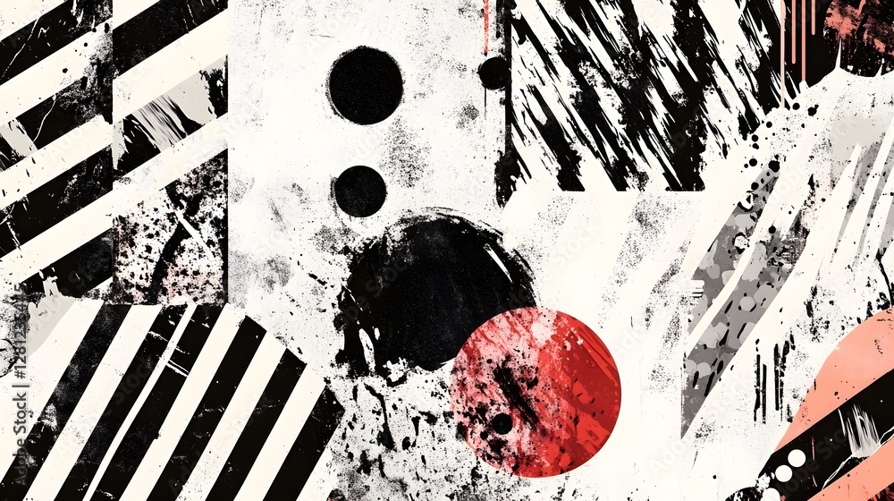 Poster Chaotic and visually striking abstract background with geometric shapes grungy textures and splashes of contrasting light and dark colors  This dynamic and energetic composition creates a bold