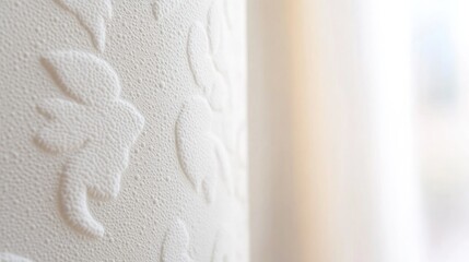 close-up of intricately patterned decorative wallpaper focuses solely on detailed texture and design