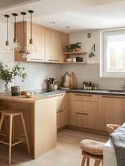 A modern kitchen interior showcasing a minimalist design and style