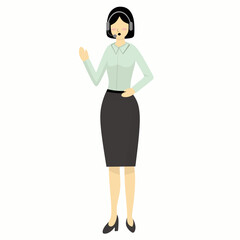 Female customer service agent wearing headsets vector illustration. Customer support center. Operator service icons concept
