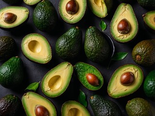 Avocado Background Photos. The freshness of green leaves and natural aesthetics stand out, and the atmosphere whets the appetite of organic food lovers. Generative AI.