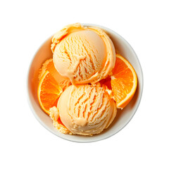 Orange Ice Cream Scoops with Orange Slices in Bowl,