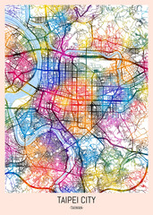 Taipei City Taiwan City Map, district banner, business modern landmark, neighborhood paint travel, hometown downtown design, destination landmark