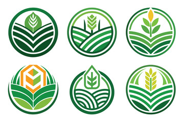 set of Agro logo icons ‍and Vector illustration with leaves