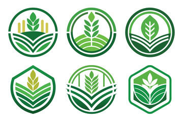 set of Agro logo icons ‍and Vector illustration with leaves