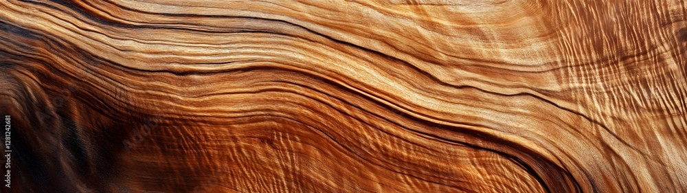 Poster Close up view of an intricately patterned and aged wooden surface with a natural weathered grain and a distressed rugged texture  The wood showcases a beautiful combination of warm brown hues