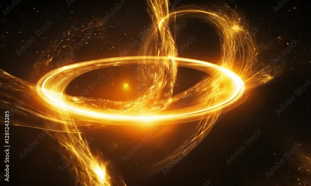 Canvas Prints sleek sophisticated animation of a large golden ring spinning slowly with gentle light aura and mini
