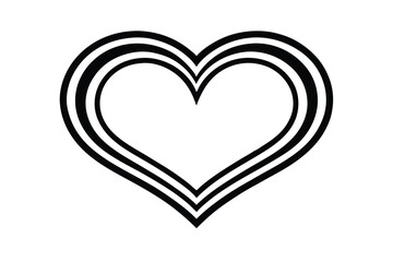 Triple Lined Heart Shape, Black and White, Simple Design, Vector Graphic, Romantic Symbol, Love Icon