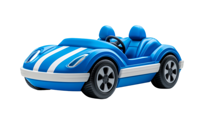 Bright blue toy car for kids' imaginative play.
