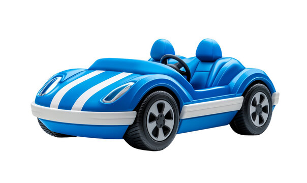 Bright blue toy car for kids' imaginative play.