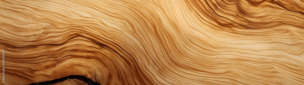 Aufkleber Closeup of a smooth organic wooden texture with intricate natural grain patterns wavy lines and a warm earthy color palette