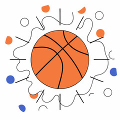 Basketball Graphic: Abstract Orange Sports Vector Illustration.