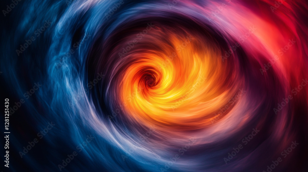 Poster a vibrant swirl of colors creates a mesmerizing cosmic vortex, blending deep blues, fiery oranges, a