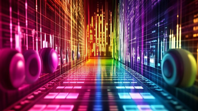 Colorful Digital Audio Workstation With Headphones