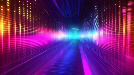 Neon Lights Illuminate Futuristic Corridor Design