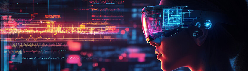 Digital interface displaying AI algorithms analyzing medical data with doctors and nurses using augmented reality glasses for enhanced diagnostics