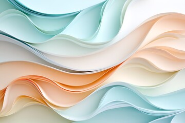 Obraz premium Abstract Background of Layered, Pastel-Colored Papers in Curving Lines