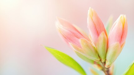 Fototapeta premium close-up shot captures vibrant hues of spring flowers and budding plants against soft-focus background conveying renewal