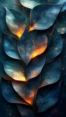 Obraz premium Intricate Dark Leaves with Fiery Veins