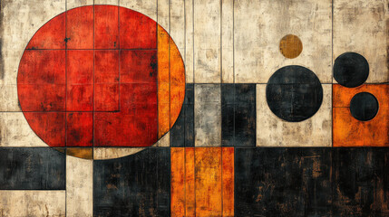 Tribal wallpaper featuring bold geometric shapes in earthy reds, browns, and blacks