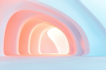 Fototapeta premium minimalistic abstract design showcasing spacious 3d interior with unique structures and soft lighting inviting viewers