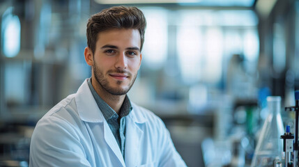 Fototapeta premium confident scientist in laboratory setting
