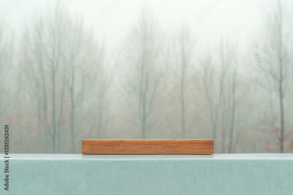 Poster serene minimalistic landscape featuring soft blurred trees in background with clean image of single 