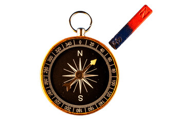 Compass needle influenced by bar magnet