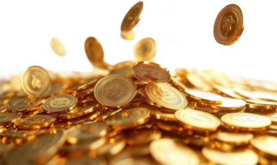 Gold coins falling from the sky