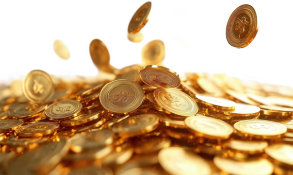 Gold coins falling from the sky