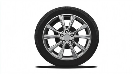 Obraz premium Vector Icon of a Car Wheel Isolated on White Background with Tire