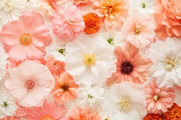 vibrant array of diverse floral patterns in harmonious hues lies against blank monochrome background