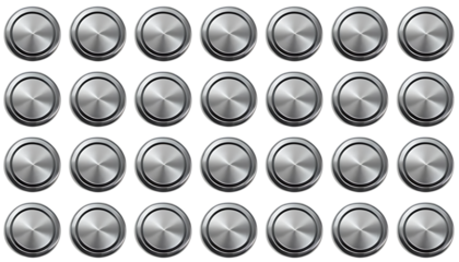 A set of metal chrome circle buttons is presented png
