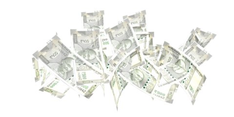 india currency . A five hundred rupee note with white background - Wealth concept	