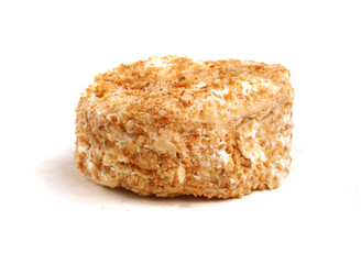 Napoleon cake on white background